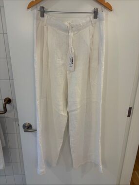 Little Lies White Wide Leg Linen Pants - Medium